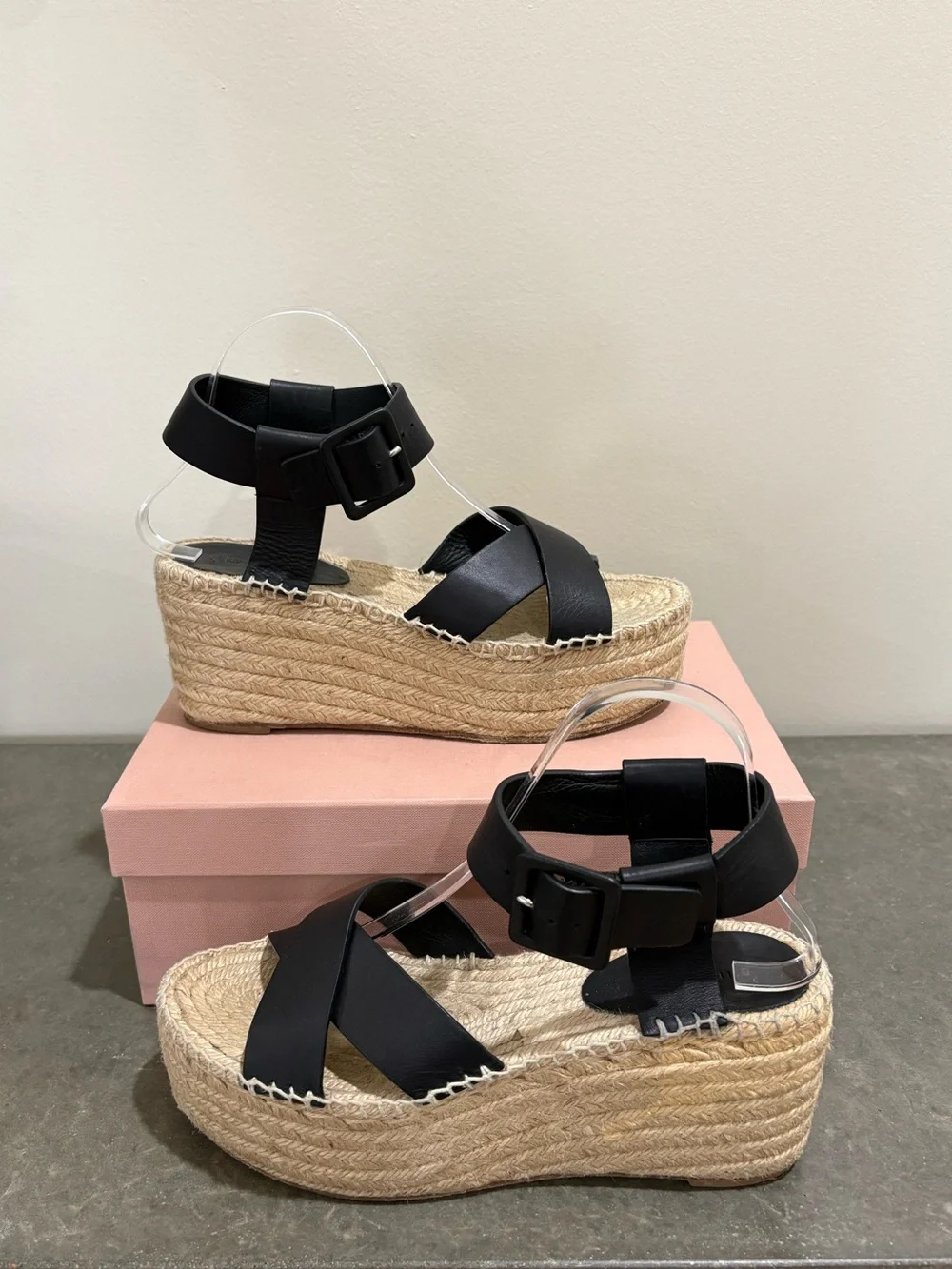 Celine Black Leather Jute-Wrapped Platform Sandals, Great Condition! 8.5 (39)